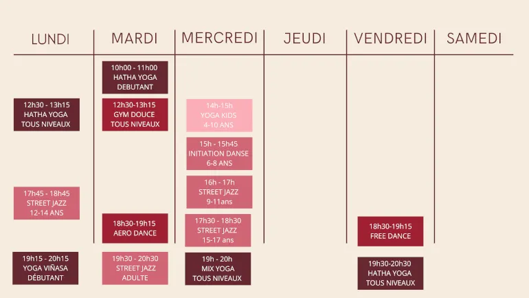 Le planning de la rentrée 2024