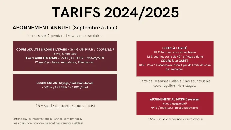 Le planning de la rentrée 2024